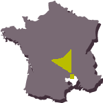 Localisation des chambres d'hotes du Moulin de Courlas entre Gard et Ardèche sur la carte de France